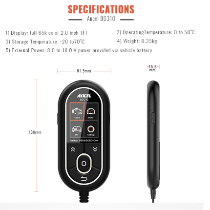 Ancel BD310 Bluetooth 4.0 OBD2 Scanner Auto Digital Gauge