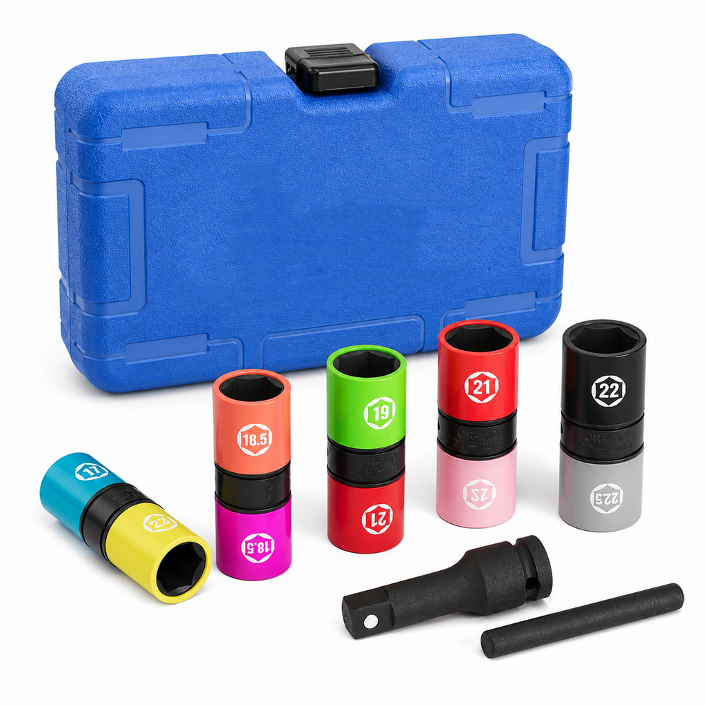 7PCS 1/2" Half Size Lug Nut Flip Socket Set