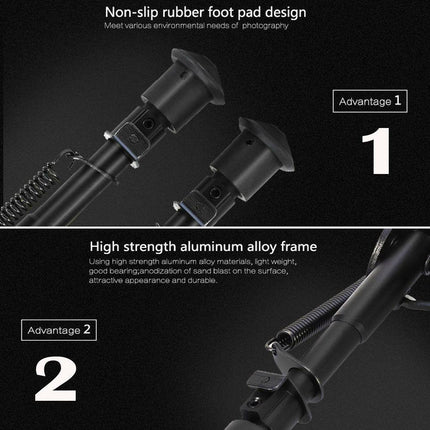 Sniper Hunting Rifle Bipod Sling Swivel Mount Adjustable Legs 15 to 23cm Height