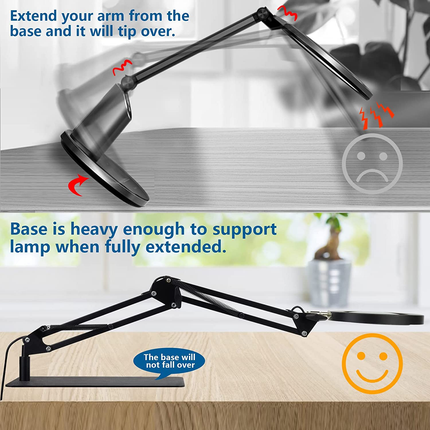 Magnifying Desk Lamp with Base & Clamp, LED Desk Lamp 5X Magnifying Glass