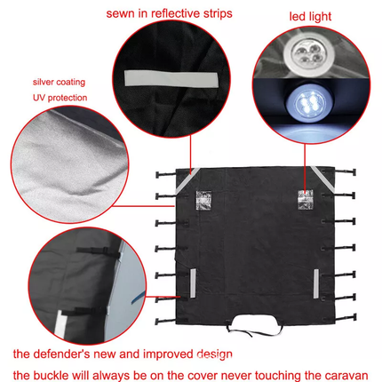 Caravan Front Towing Cover Tough 600D Protector LED Light Reflective Strips