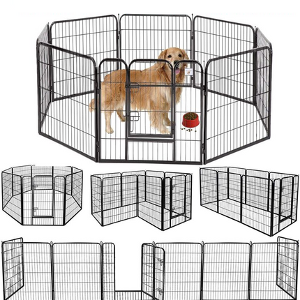 8 Panel Pet Playpen Dog Exercise Pen Fence Metal Exercise Barrier 100cm