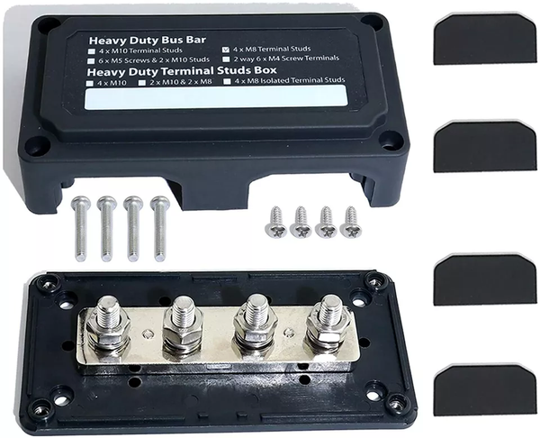 300A M8 48V Studs Bus Bar Power Distribution Box Terminal Block Heavy Duty