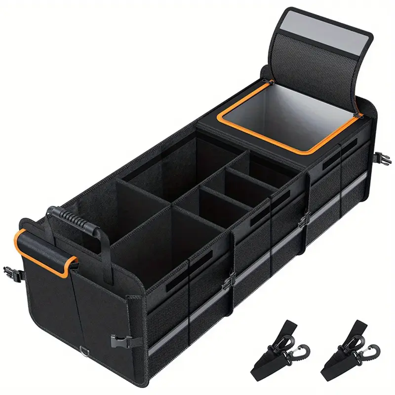 Car Boot Organiser with Cooler Truck Portable Collapsible Storage Box Camping