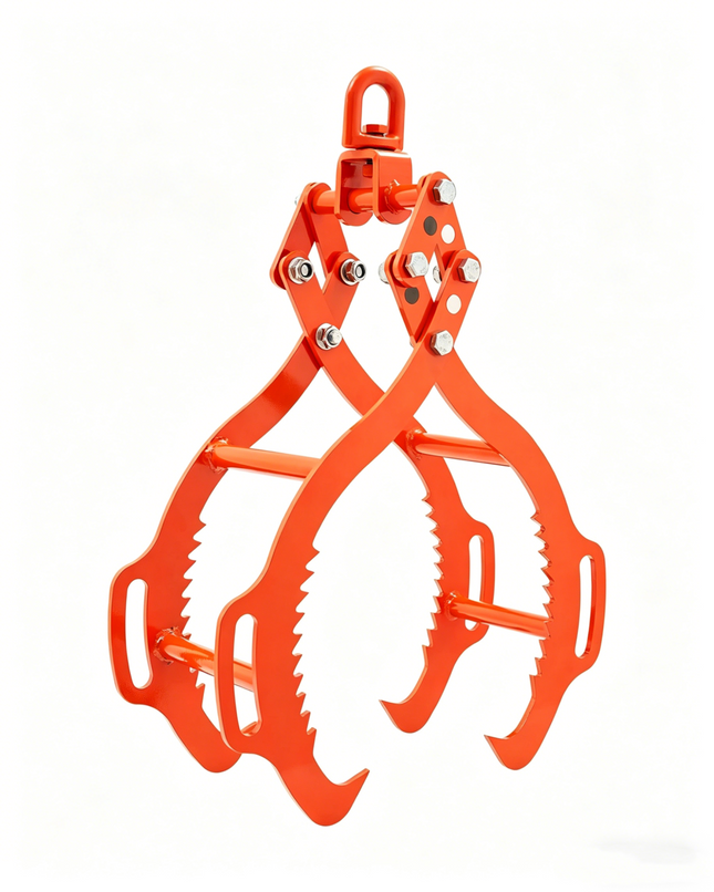 32in Log Lifting Tongs 4 Claw Solid Steel Log Grapple Swivel Log Tools, Capacity of 1200kg