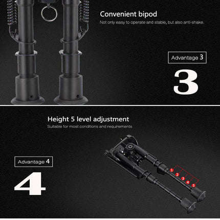 Sniper Hunting Rifle Bipod Sling Swivel Mount Adjustable Legs 15 to 23cm Height