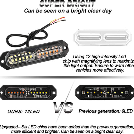 LED Strobe Lights(Amber/White) 6PCS