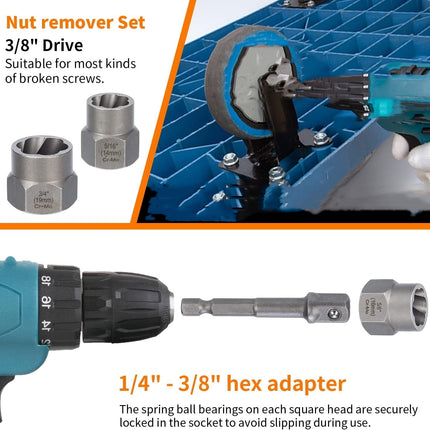 26PCS Easy Out Stripped Screw Remover Socket Set Tool