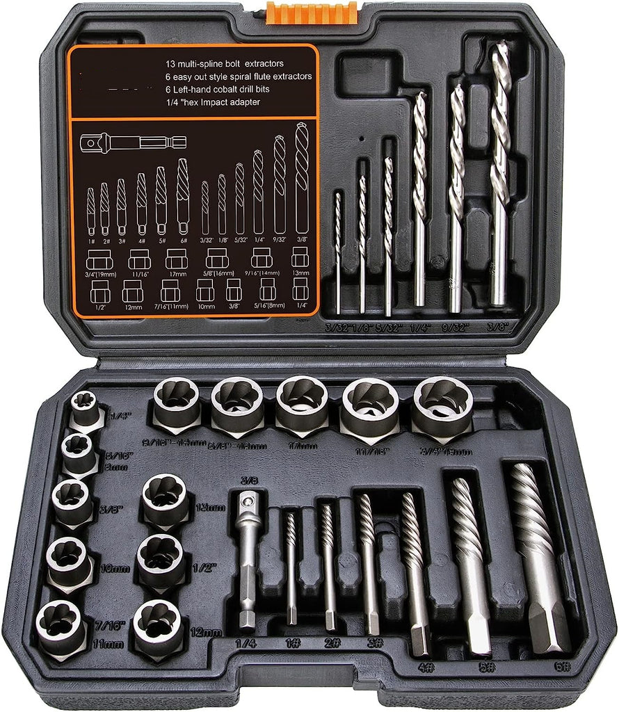 26PCS Easy Out Stripped Screw Remover Socket Set Tool