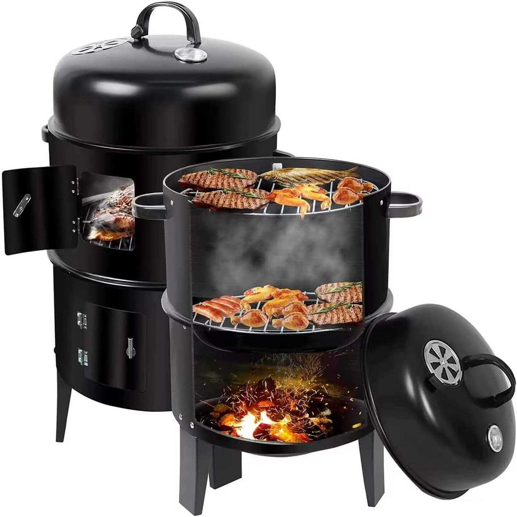 3in1 Charcoal BBQ Smoker - Grill,Roast,Smoke
