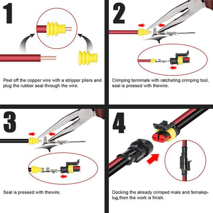 352pcs Waterproof Car Auto Electrical Wire Connector Plug 1-4 Pin Way Plug Kit - salelink.co.nz