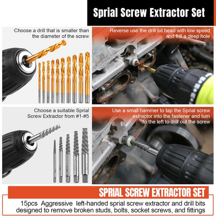 40pcs Damaged/Rounded Bolt Nut Stud Screw Remover/Extractor Set