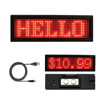 Customizable Rechargeable Scrolling LED Name Badge Tag Logo Display - Red