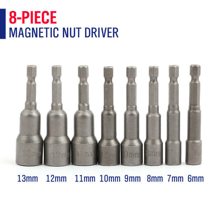 8PCS Socket Magnetic Nut Driver Set Drill Bit Adapter 1/4'' Hex Shank 6-13MM - salelink.co.nz
