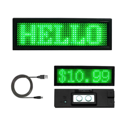 Customizable Rechargeable Scrolling LED Name Badge Tag Logo Display - Green