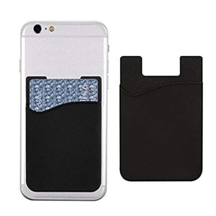 Black Silicone Credit Card Holder Pocket Case Sticker Phone - salelink.co.nz
