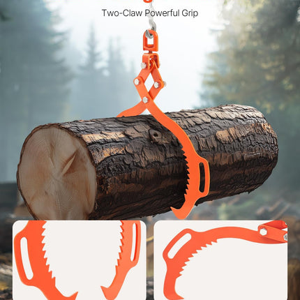 28in Log Lifting Tongs, 2-Claw Log Tongs, 750kg Lifting Capacity