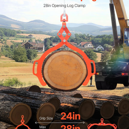 28in Log Lifting Tongs, 2-Claw Log Tongs, 750kg Lifting Capacity