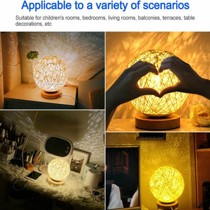 Rattan LED Table Desk Bedside Night Light Lamp 15cm