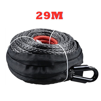 Winch Rope 29M Dyneema Synthetic Car Tow Recovery Cable 4WD BLK - salelink.co.nz