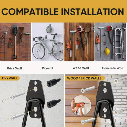 12 Pack Garage Hooks Heavy Duty - Anti-Slip Coating