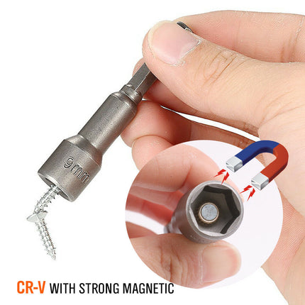 8PCS Socket Magnetic Nut Driver Set Drill Bit Adapter 1/4'' Hex Shank 6-13MM - salelink.co.nz