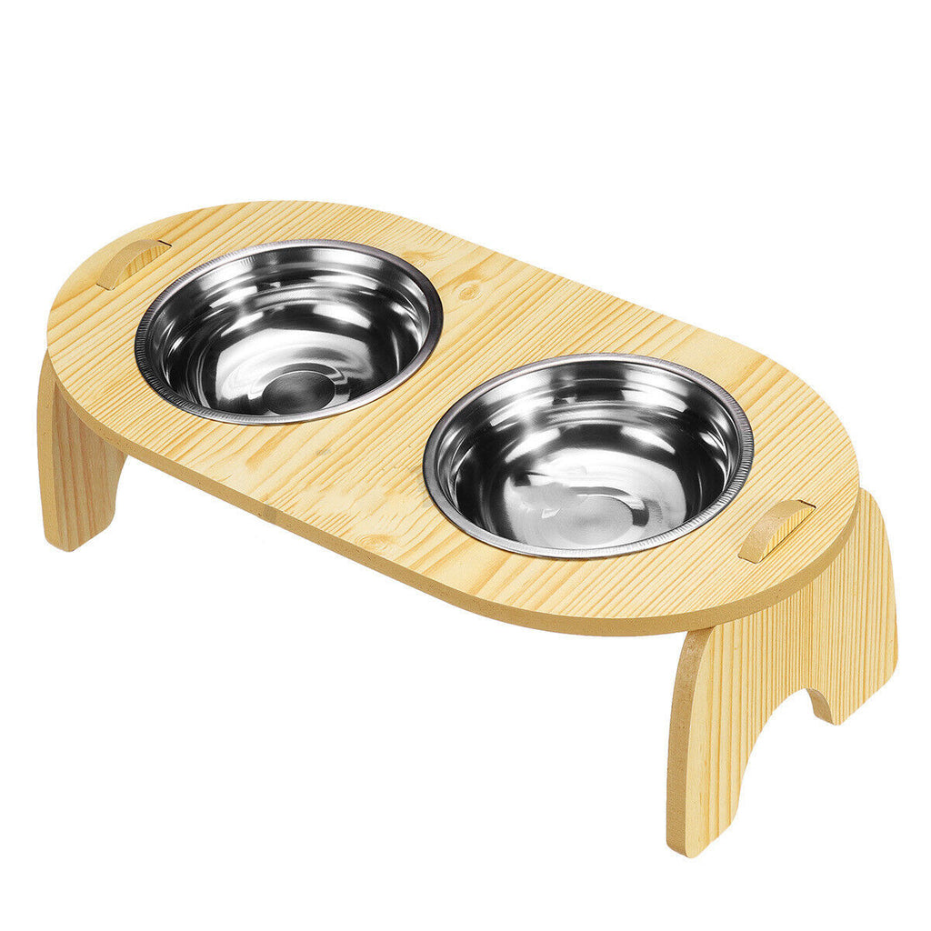 Double Cat Bowl Raised Stand