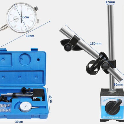 Dial Indicator Gauge Magnetic Base 0-10mm 60KG 22 Indicator Point Set - salelink.co.nz