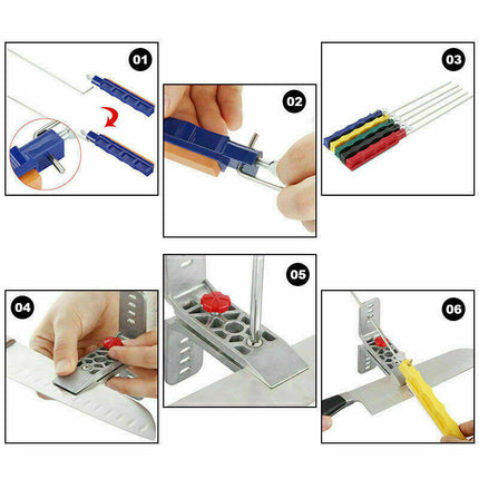 Professional Wide Kitchen Knife Sharpener Fix-angle Sharpening System 5 Stone - salelink.co.nz