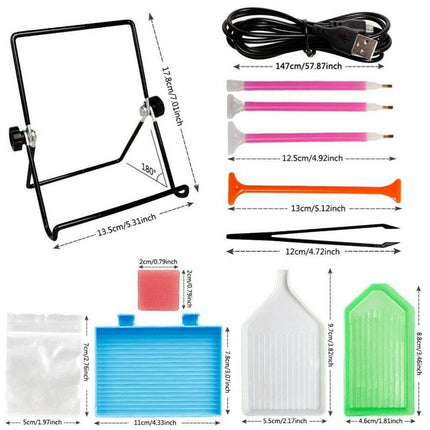 5D Diamond Painting Tools DIY Art Craft + LED Pad Light Board With Stand Holder
