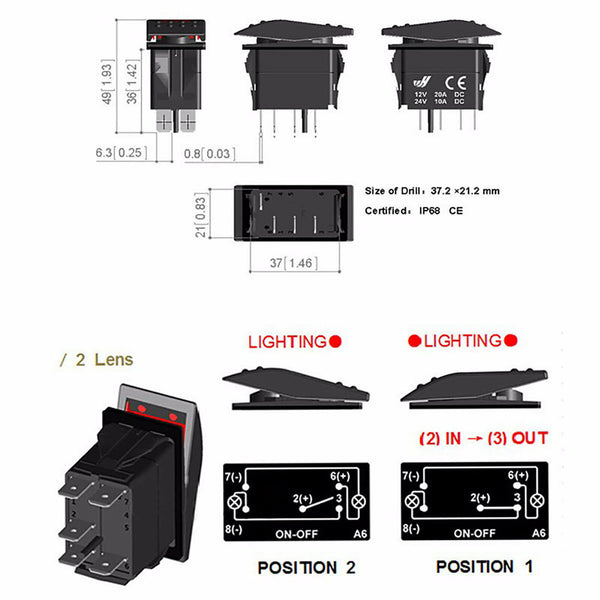 LED Light Bar Rocker Switch