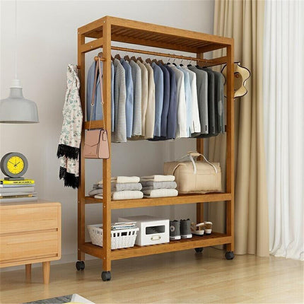 Wooden Coat Rack on Wheels 80cm