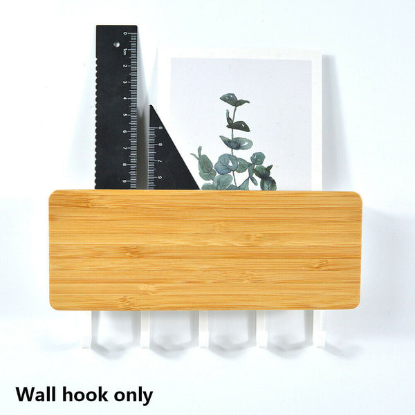 Bamboo Key Holder Storage Rack Organizer