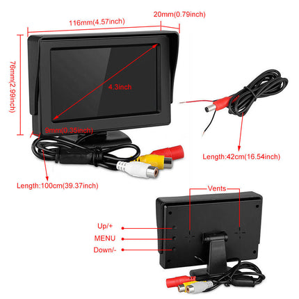 4.3" Monitor Car Reverse Camera Kit Rear View - salelink.co.nz
