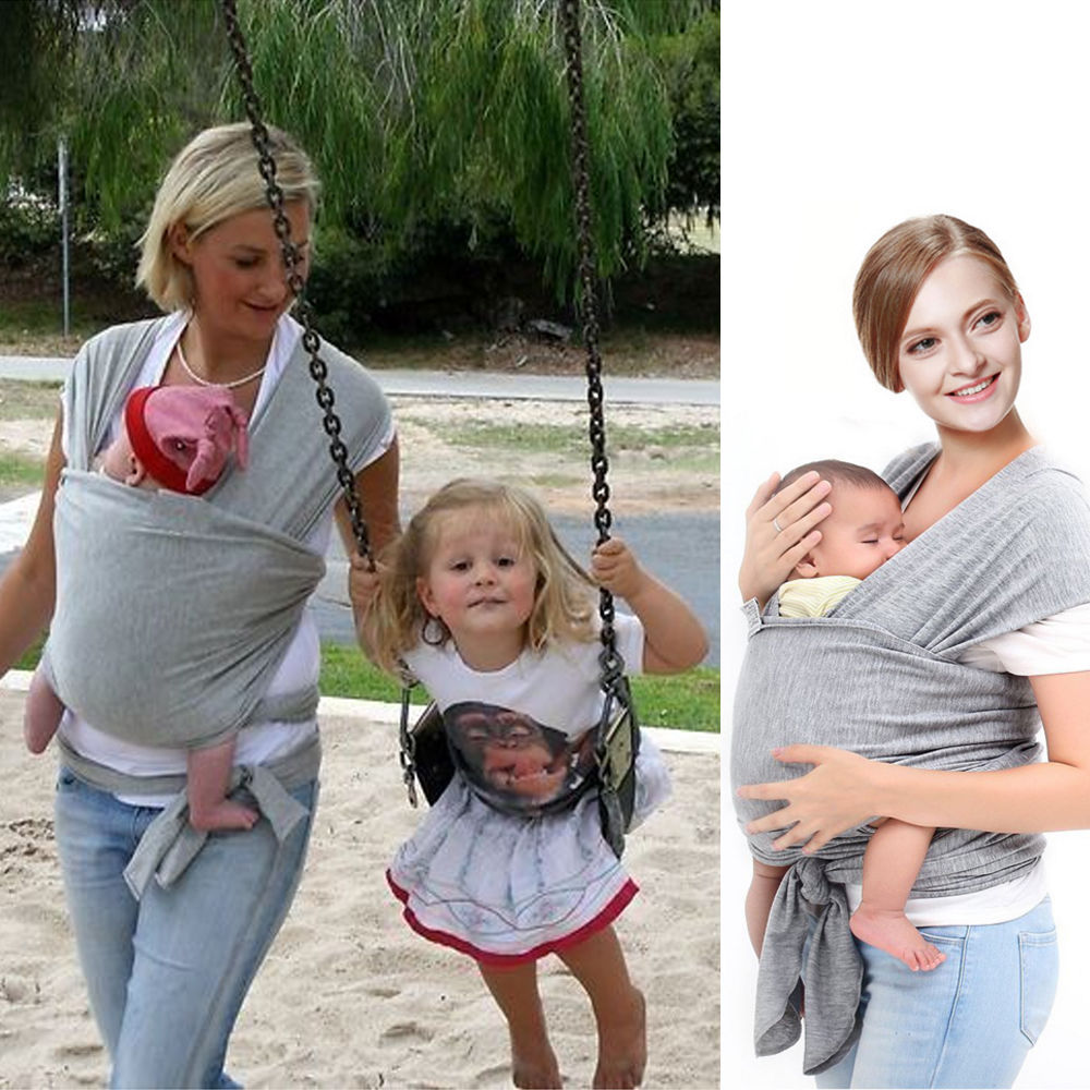 Grey Baby Frontpack Wrap Carrier Sling Pouch Adjustable
