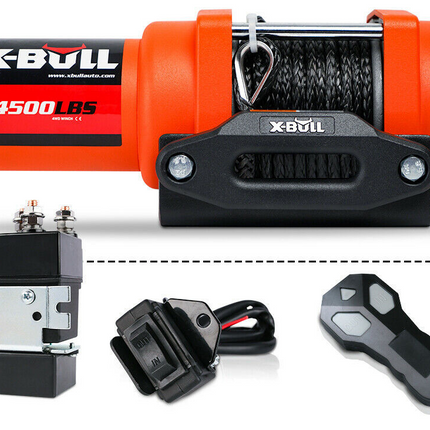 X-BULL Electric Winch 4500LBS/2041kg 12V Synthetic Rope Wireless Remotes ATV UTV Electric Winch
