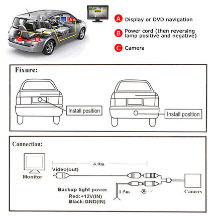 4.3" Monitor Car Reverse Camera Kit Rear View - salelink.co.nz
