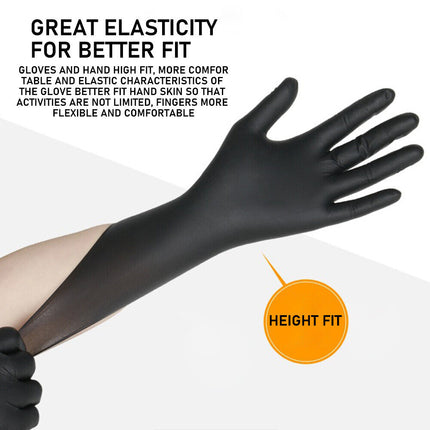 100x Disposable Nitrile Gloves Latex Powder Free Black Large - salelink.co.nz