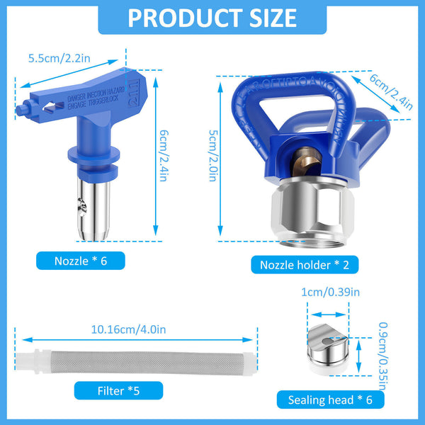 Airless Paint Sprayer Tips Reversible Spray Gun Nozzle Filters Machine Replace