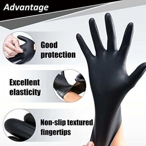 100x Disposable Nitrile Gloves Latex Powder Free Black Small - salelink.co.nz