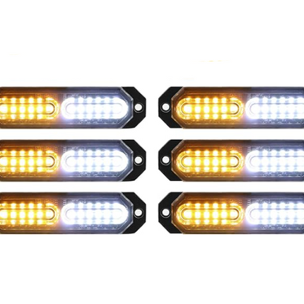LED Strobe Lights(Amber/White) 6PCS