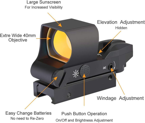 20mm Rail Tactical Red Dot Sight Holographic Reflex Scope