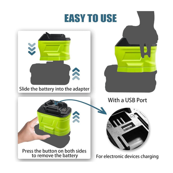 Ryobi 18V Battery P107 P108 P109 to Makita 18V BL1850 BL1860 Battery Converter