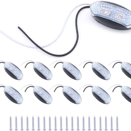 10 x Side Marker Lights White Trailer Truck