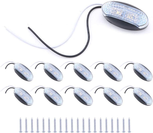 10 x Side Marker Lights White Trailer Truck