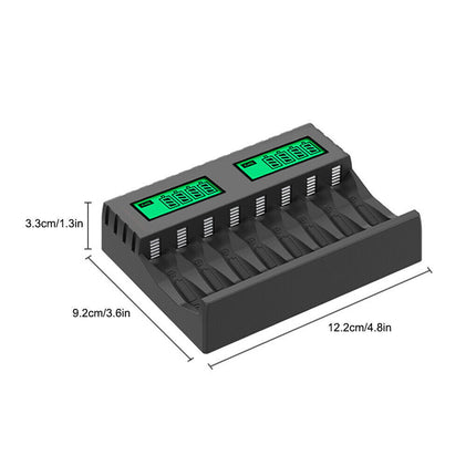 8 Slot Smart Battery Charger for AA/AAA Rechargeable Batteries LCD Display - salelink.co.nz