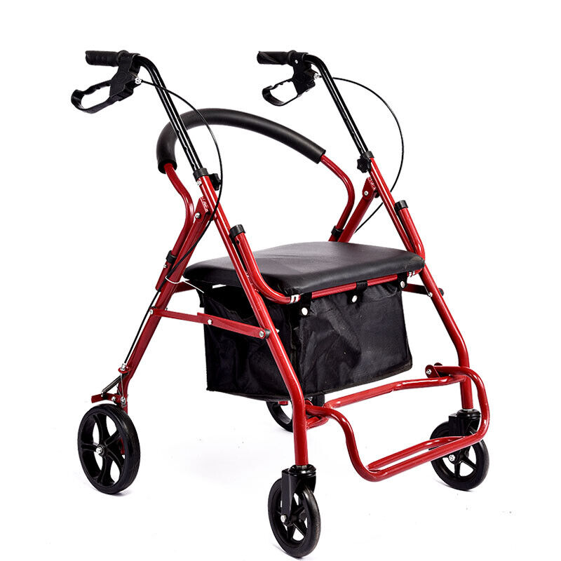 Folding Mobility Walking frame Rollator Seat Walker with Shopping Storage Bag