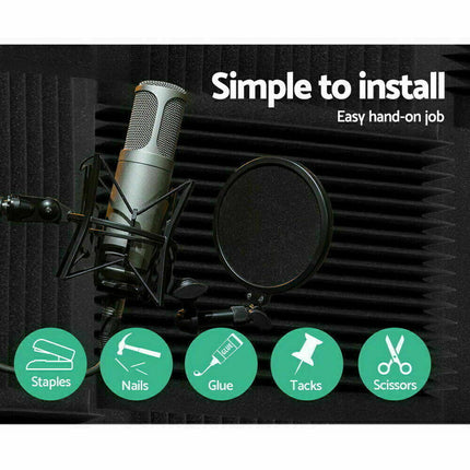 12PCS Studio Acoustic Foam Sound Absorption Proofing Panel Wedge Soundproofing - salelink.co.nz
