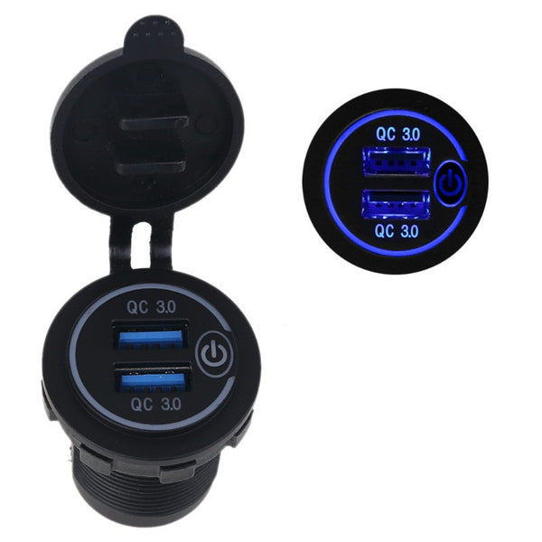 Car Dual USB 12V-24V Charger Quick Charge QC 3.0 Socket Power Outlet