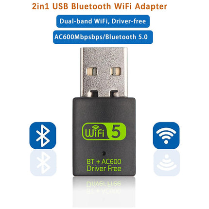 2 in 1 USB Bluetooth 5.0 WiFi Dongle Receiver Adapter - salelink.co.nz